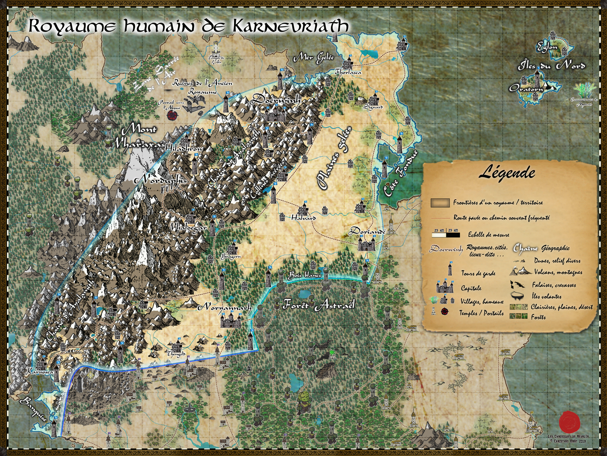 Géographie et Carte du royaume de Karnevriath 18091303510123817215890088