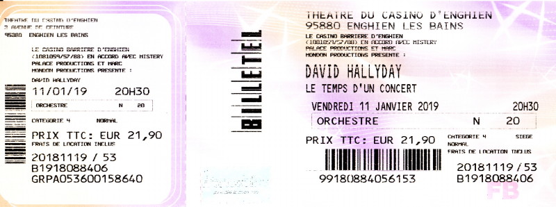 DAVID HALLYDAY ("J'ai quelque chose à vous dire") 11/01/2019 Enghien-les-Bains (95) : compte rendu 19012712403423491616094377