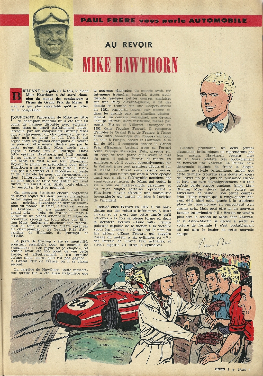 Paul Frère & Graton - Au revoir Mike Hawthorn - Tintin 1959 - 2