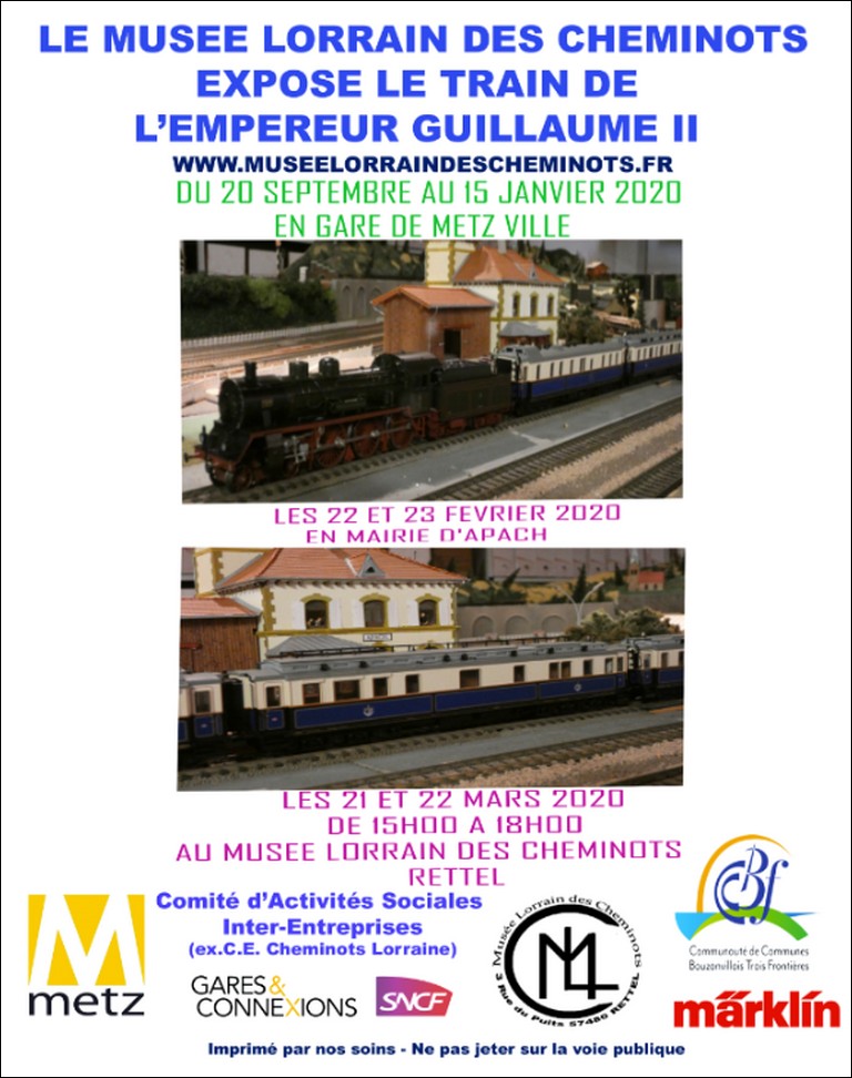 (09) - Septembre 2019 : 20 au 15 Janvier 2020 : Exposition du train de l'Empereur Guillaume II en gare de METZ-VILLE 57000. 19091006393823562116403113