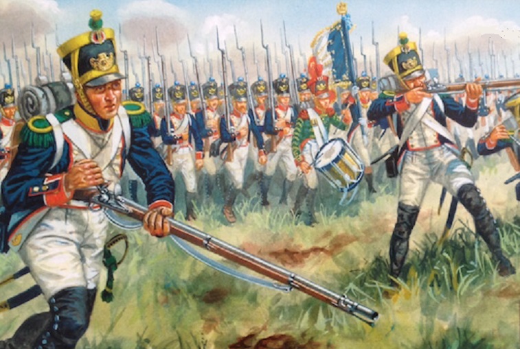 Infanterie française en colonne d'attaque