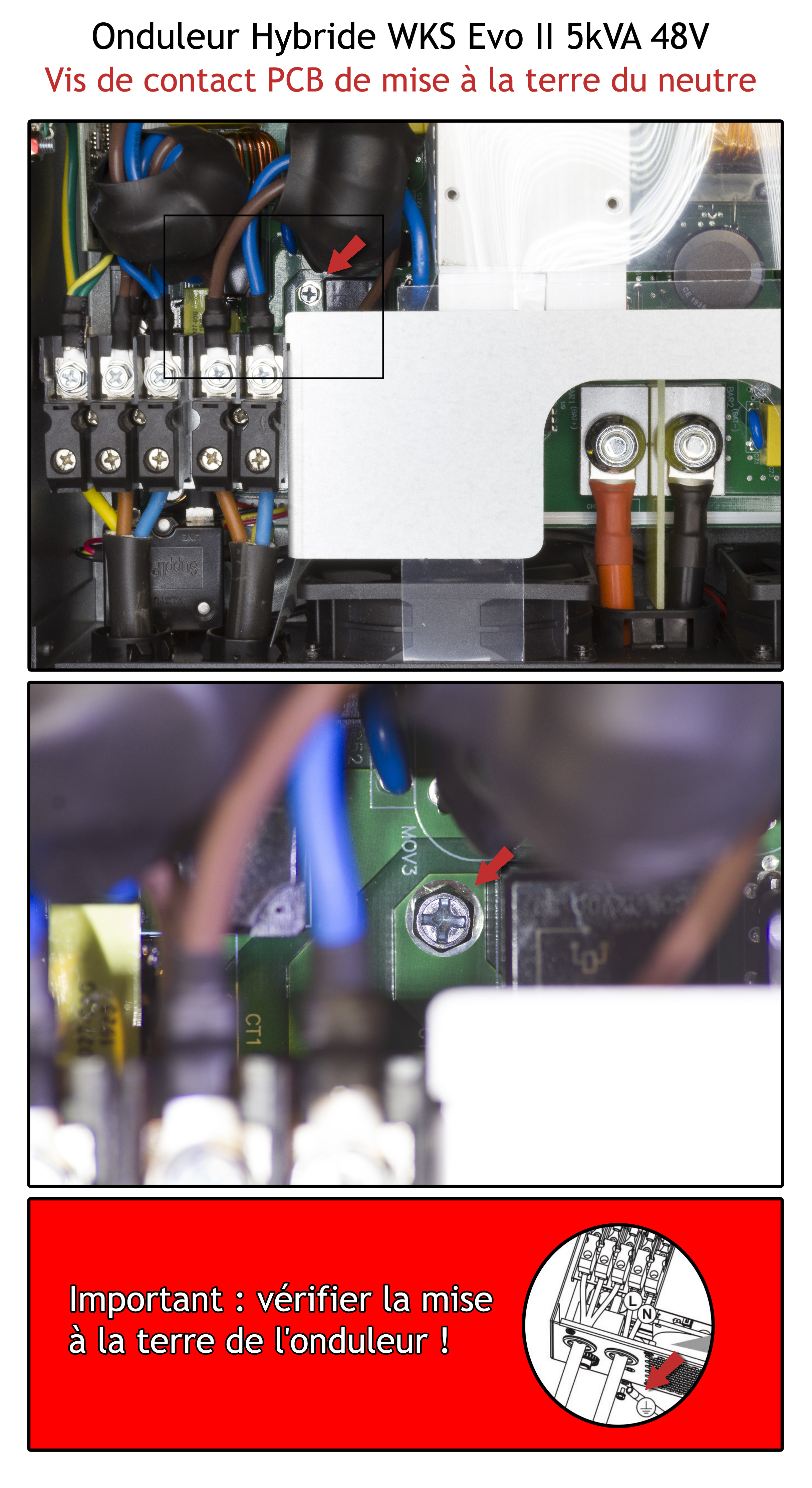 Schéma de connexion batterie sur une installation avec trois WKS EVO