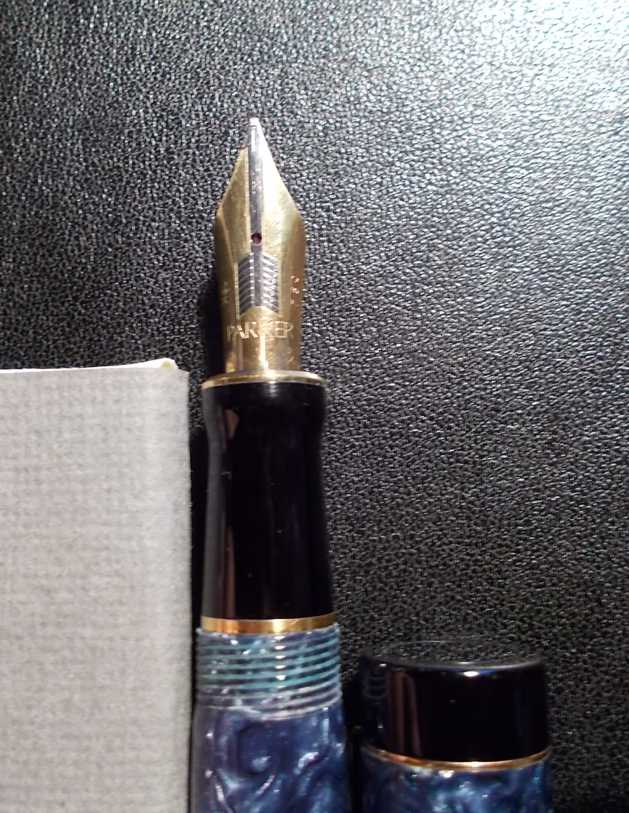 Stylo Parker Duofold Bleu Marbre - Vintage Années 80 - Bille Or - Première Série