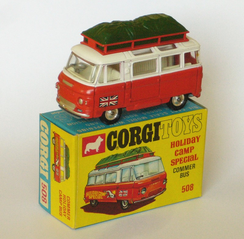 #2093 Commer Holiday camp bus Corgi-Toys face sur boite web