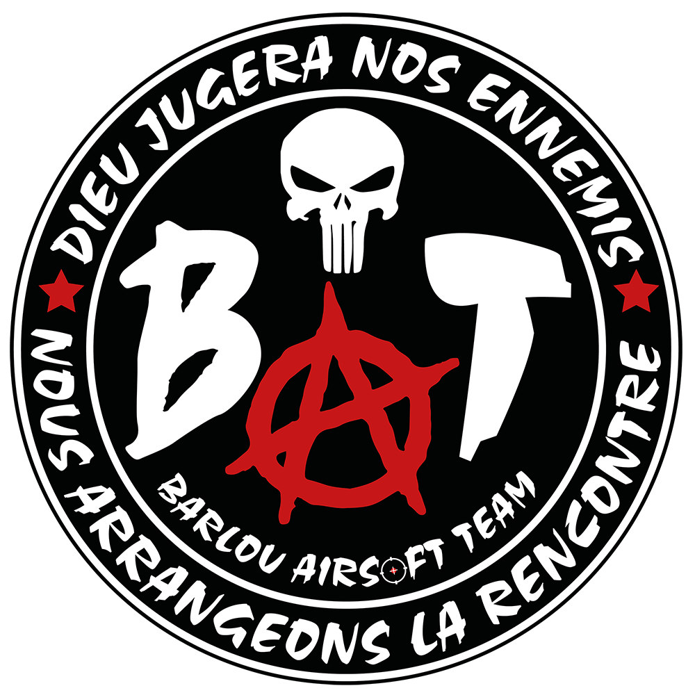 BAT Barlou Airsoft Team blason noir-blanc-rouge 2 -50%x2