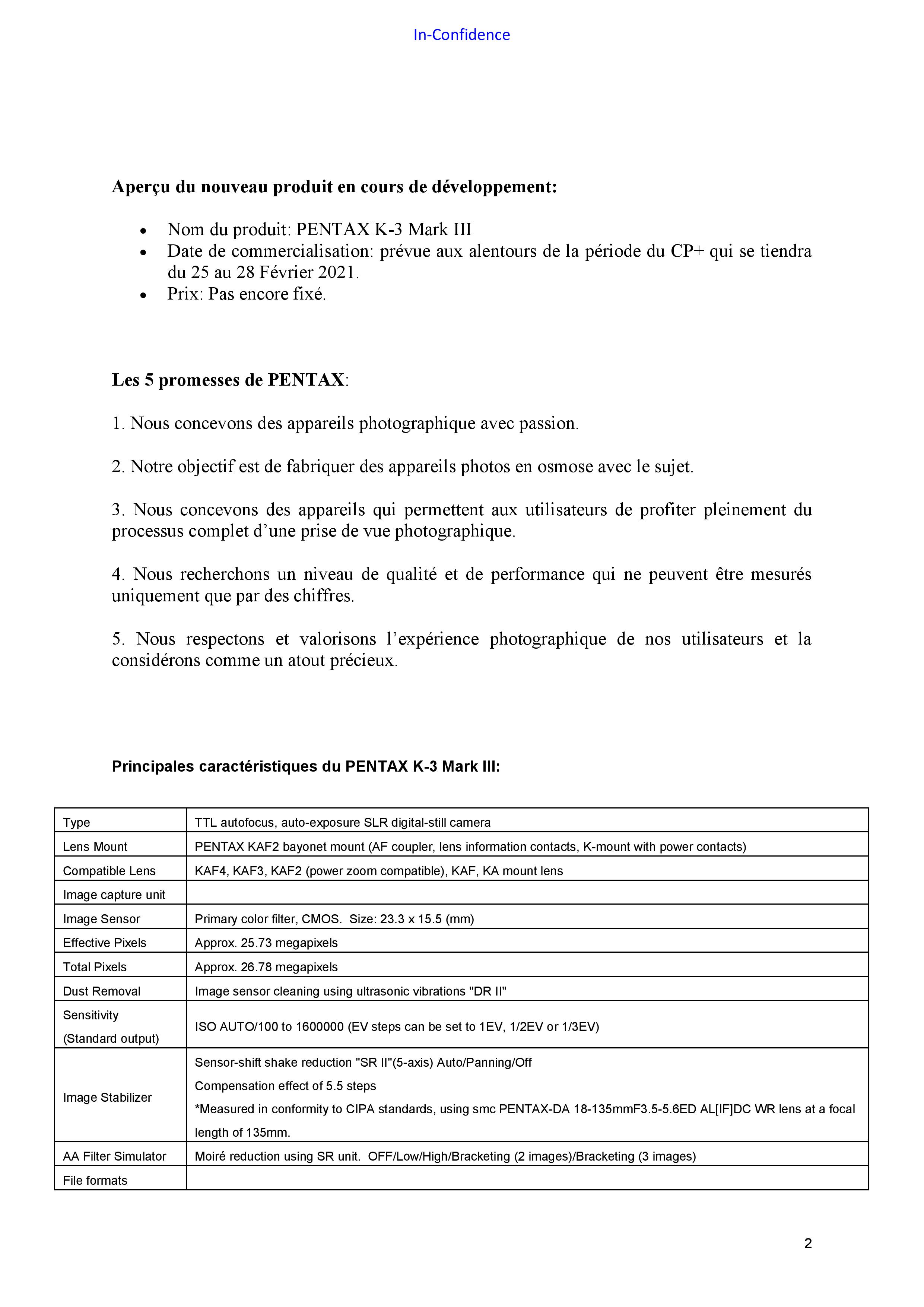 RICOH PENTAX Informations nouveau boîtier APS_C 20110404415923142217109633