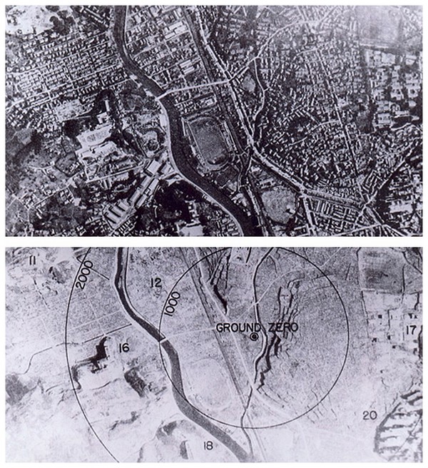 Article annexe : Bombardements atomiques de Hiroshima et Nagasaki 6lILKb-vue-aerienne-de-nagasaki-avant-et-aprus-l-explosion