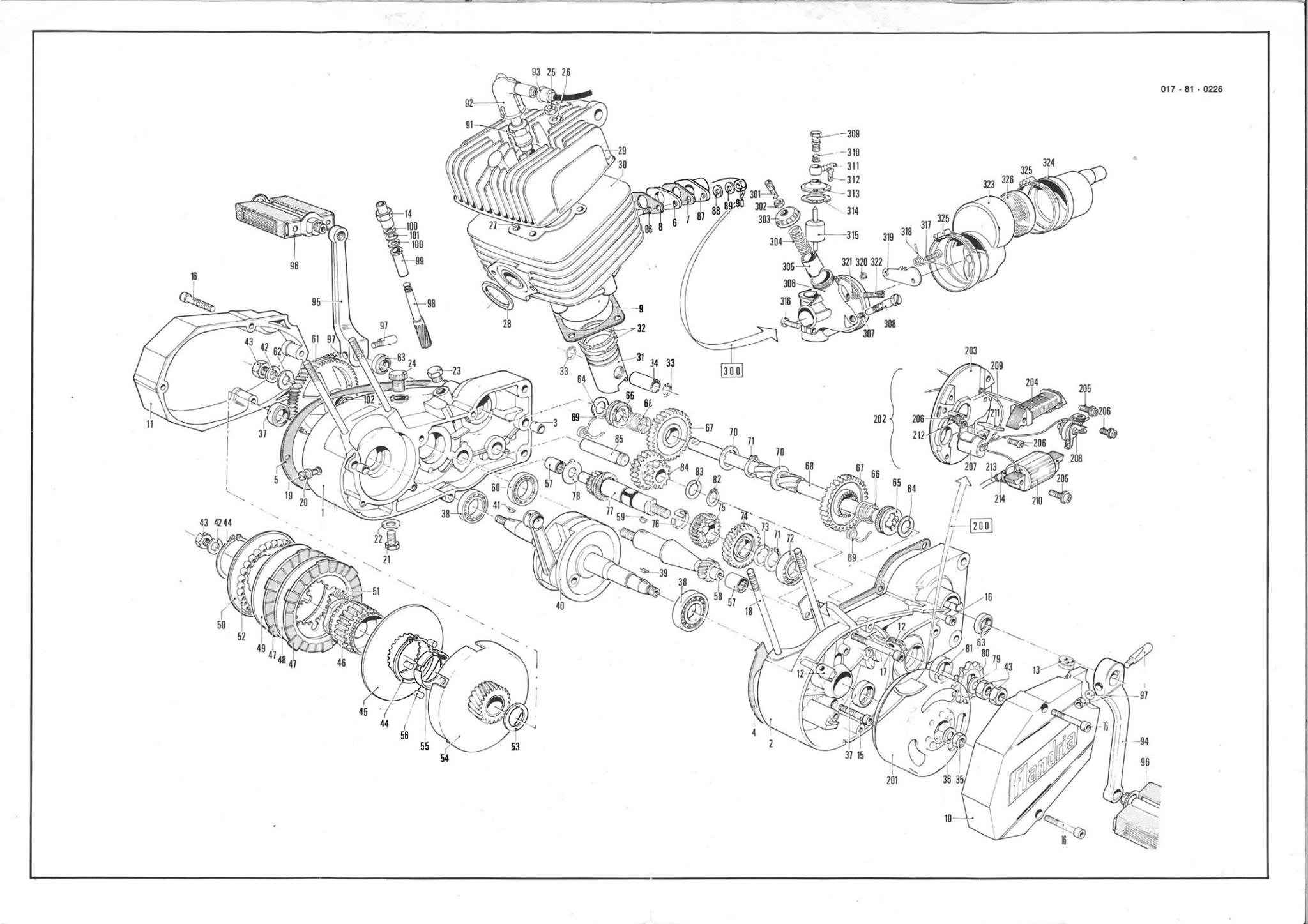 Flandria 127 AFA 2NzbLb-Eclate-moteur-auto-cylindre-carre