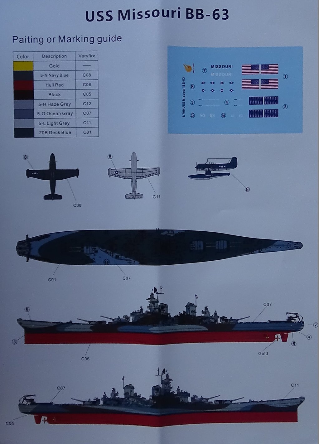 Aber S 1/200 – Armement Cuirassé US Iowa Ou Missouri – NEUF