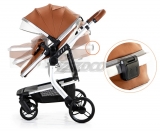 Poussette Bebe Trio Combinée Landeau Reversible Grand Luxe en Cuir PU Hyper Confort Cadre Haut Alu Robuste et Leger Design Moderne