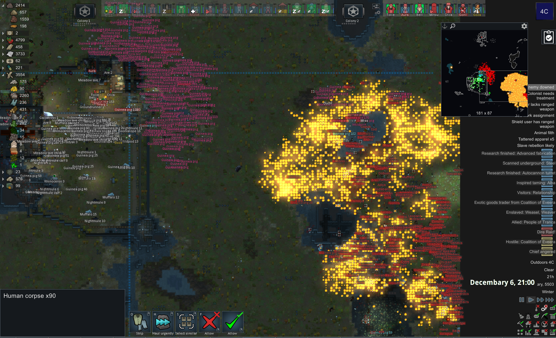 [Dire-Raid] 334-tribals vs Great Guinee Pigs Army - 3 - Rimworld-1.3