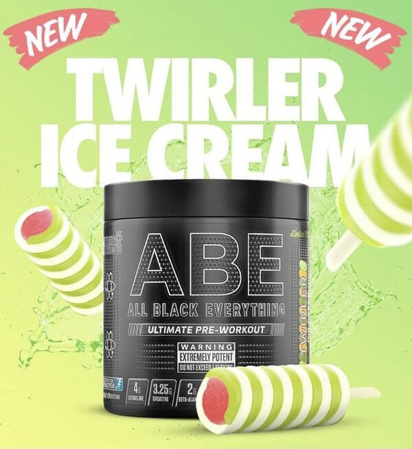 banniere du pre workout ABE saveur twirler ice cream de applied nutrition