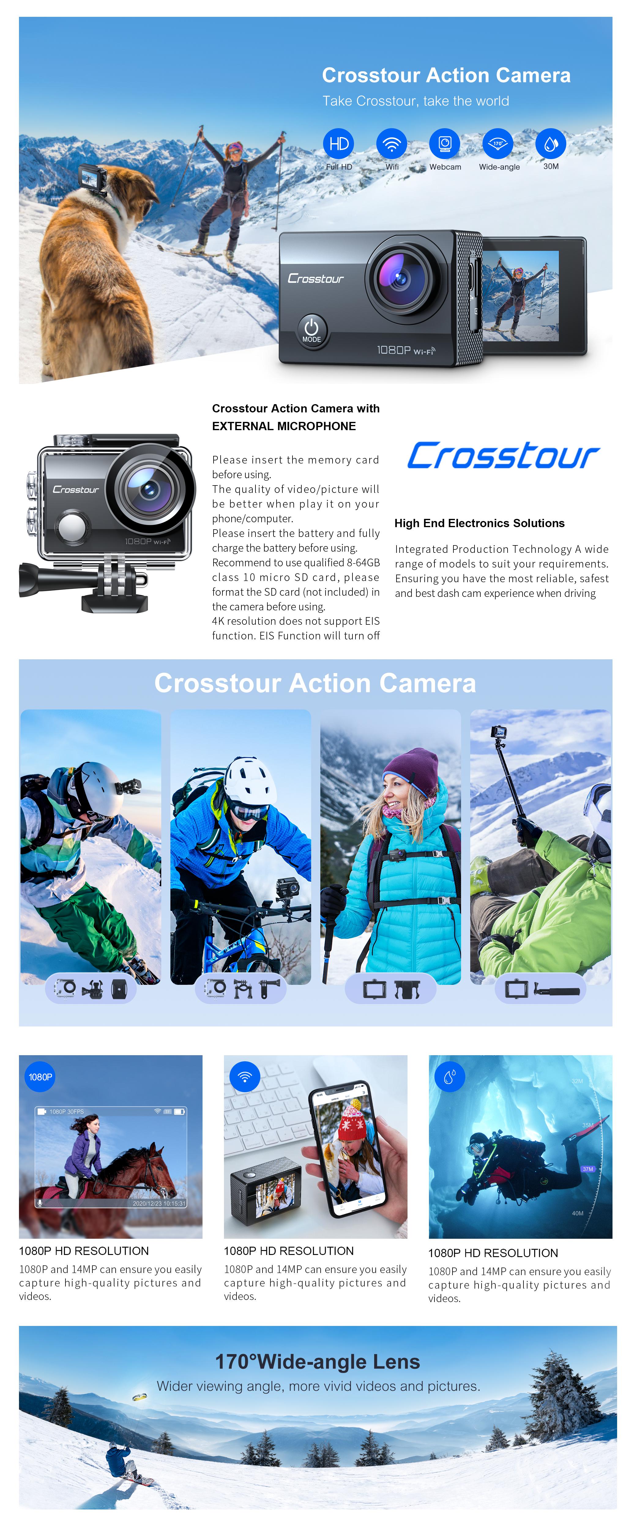 Crosstour - Caméra Sport Caméra d'action Crosstour CT7000 Full HD