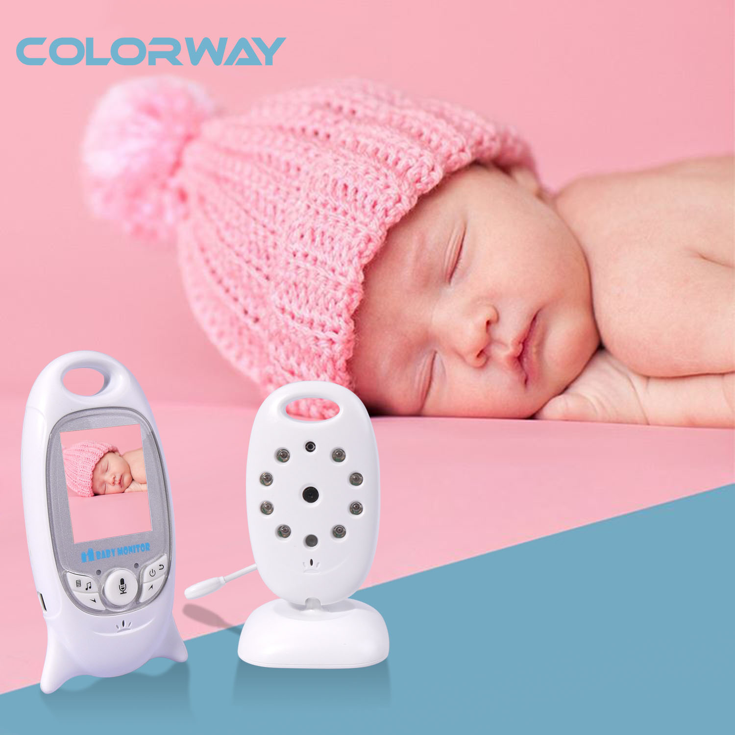 Support De Caméra Bébé Flexible - Rotation 360° - Sans Perçage - Compatible Babyphone Et Téléphone - Bleu