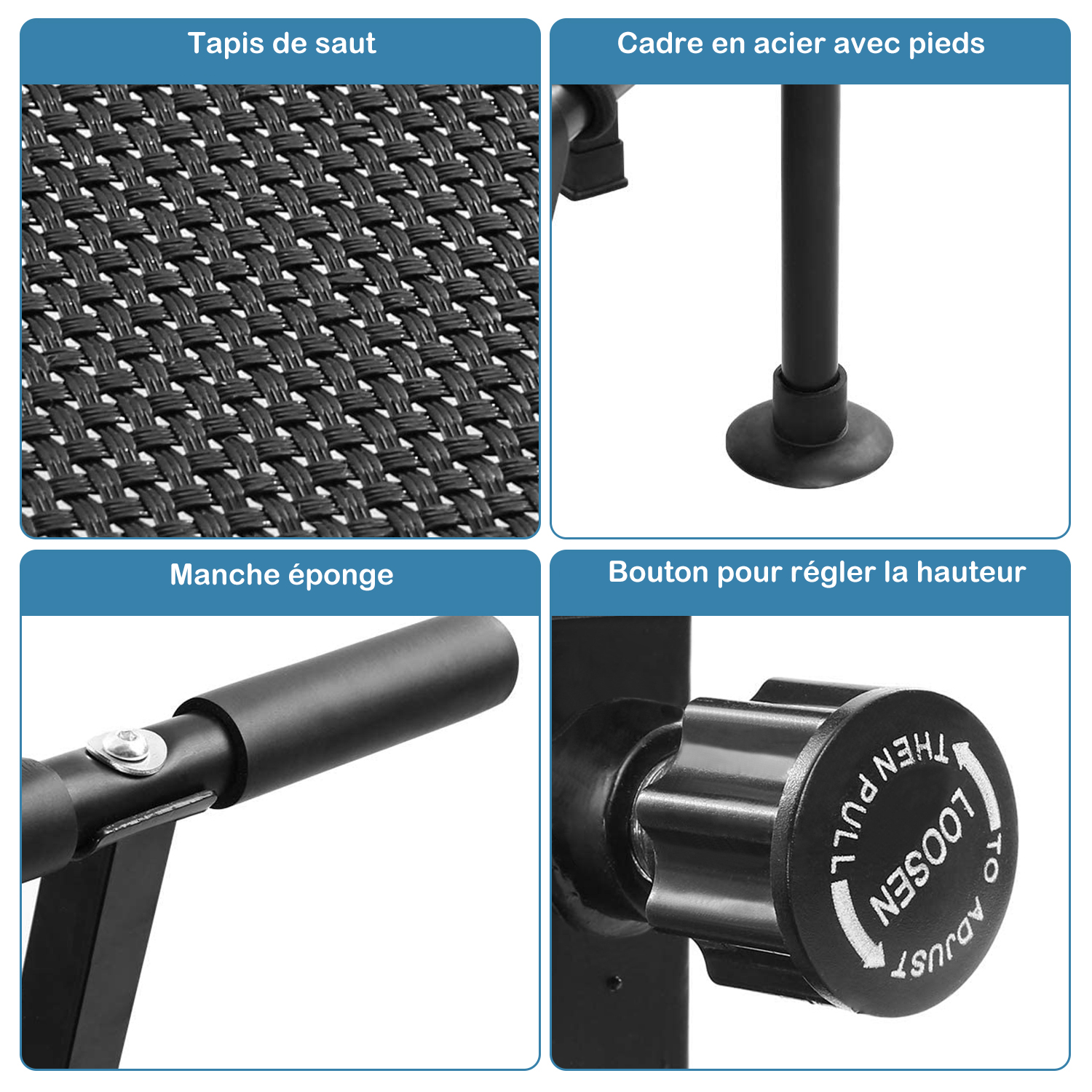 Trampoline De Fitness Pliable Avec Poignée Réglable. Trampoline Pour Exercice. Trampoline Avec Pieds Antidérapants Pour Adultes/enfants. Trampoline En Design Silencieux. Charge Maximale 130 Kg 13 Mon image