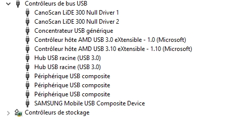 Liste contrôleurs de bus USB-2 avec Samsung