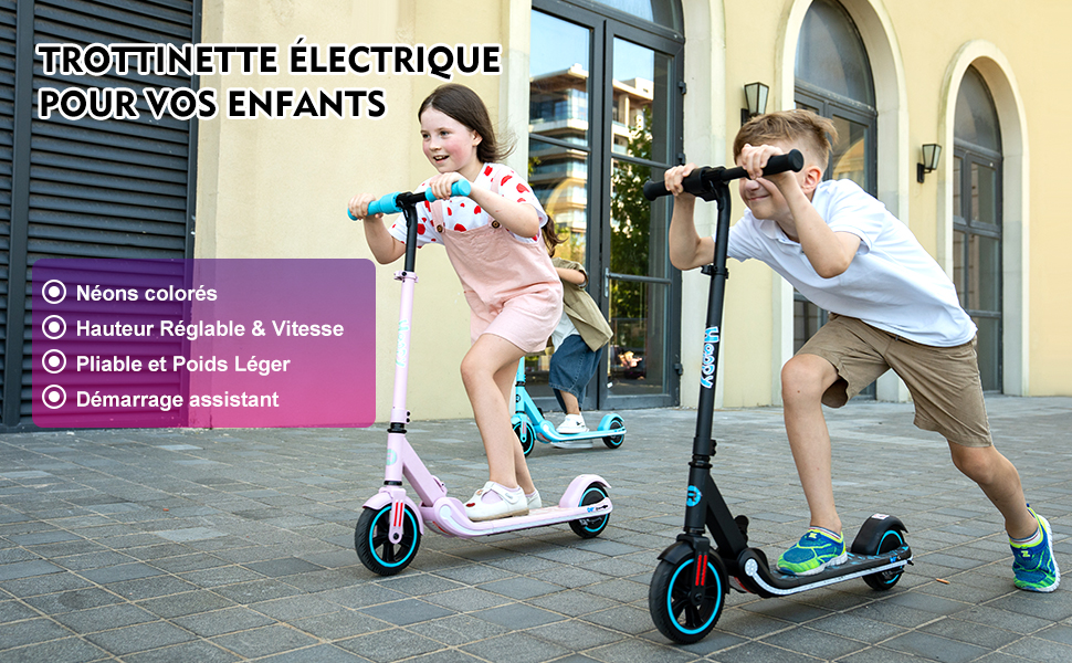 Geekme trottinette électrique pour enfants - vitesse réglable - 200w -  néons colorés - musique bluetooth - haut-parleur blanc GeekMe - Conforama