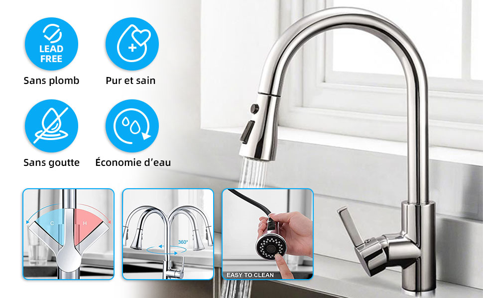 Cilindro push robinet lave mains chrome eau froide - Conforama