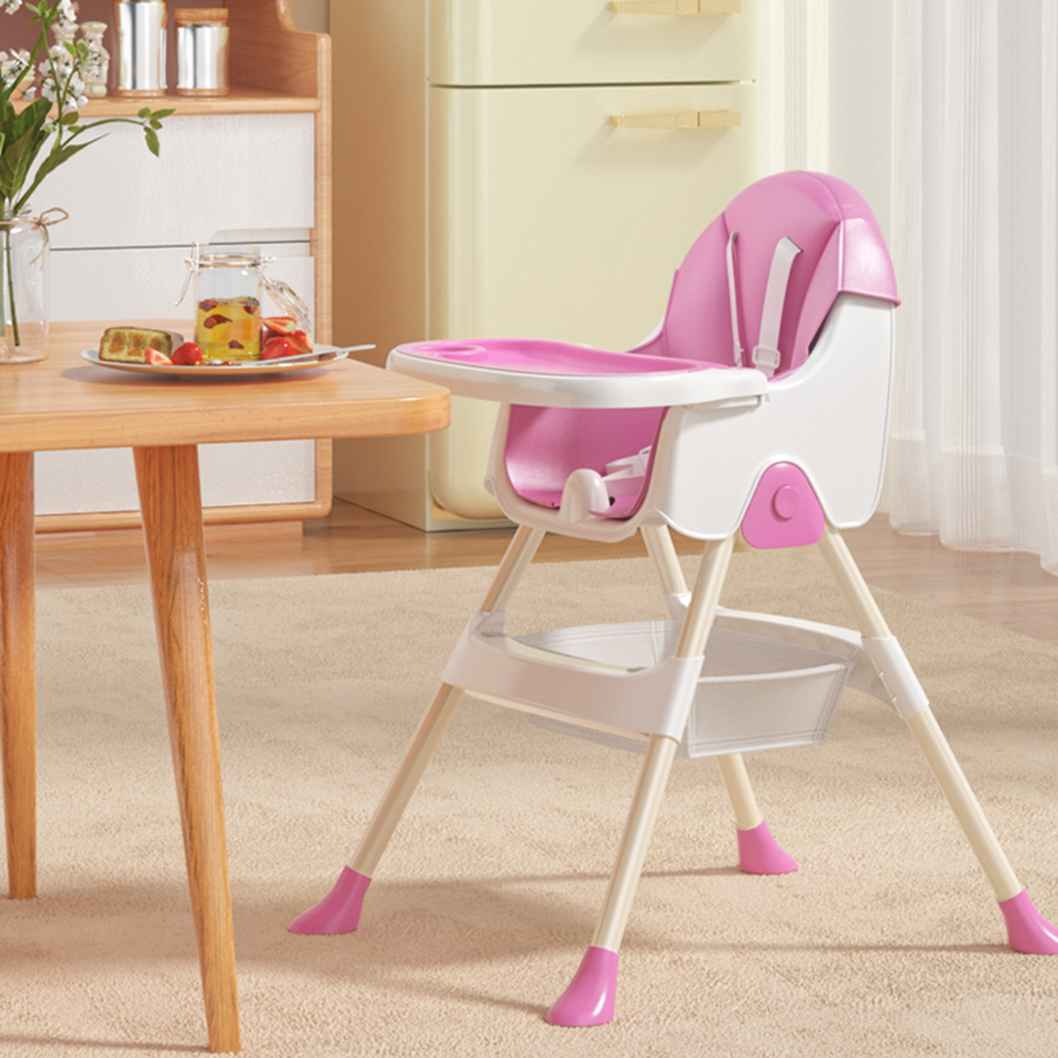 IKIDO - Chaise haute pour bébé, chaise haute enfants pliable avec plateau  repas amovible rehausseur 2 en 1 table à manger pour enfants violet -  Chaises - Rue du Commerce