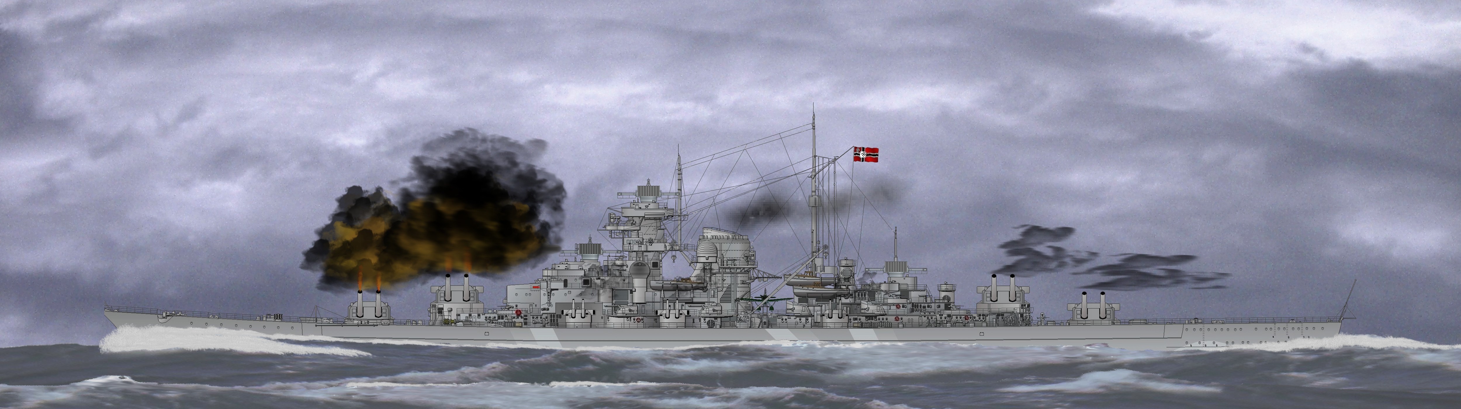 Bismarck opens fire