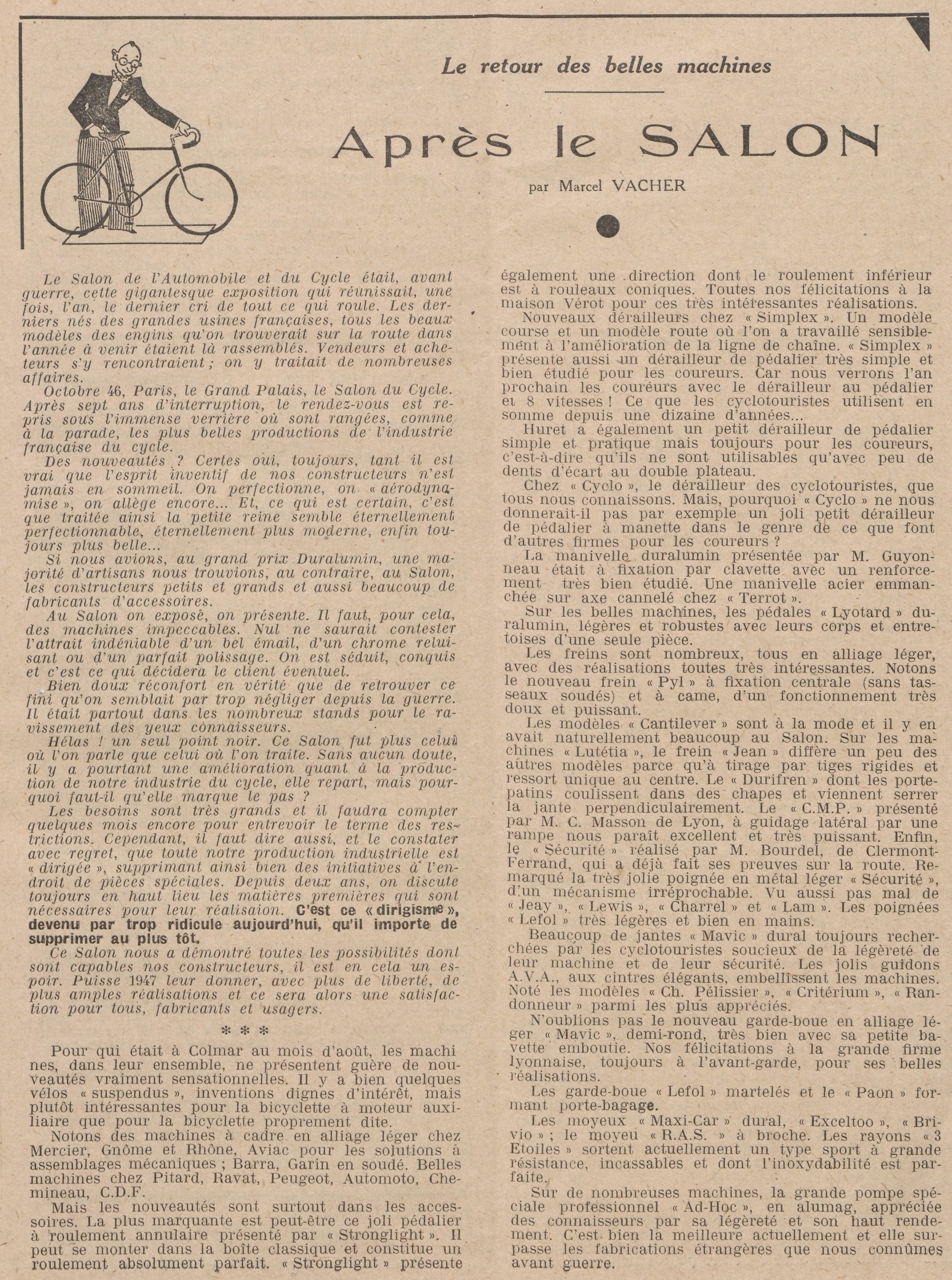 Salon du Cycle octobre 1946, Paris, le Grand Palais - L'Equipe - Cyclo Magazine 230210031408721918108774