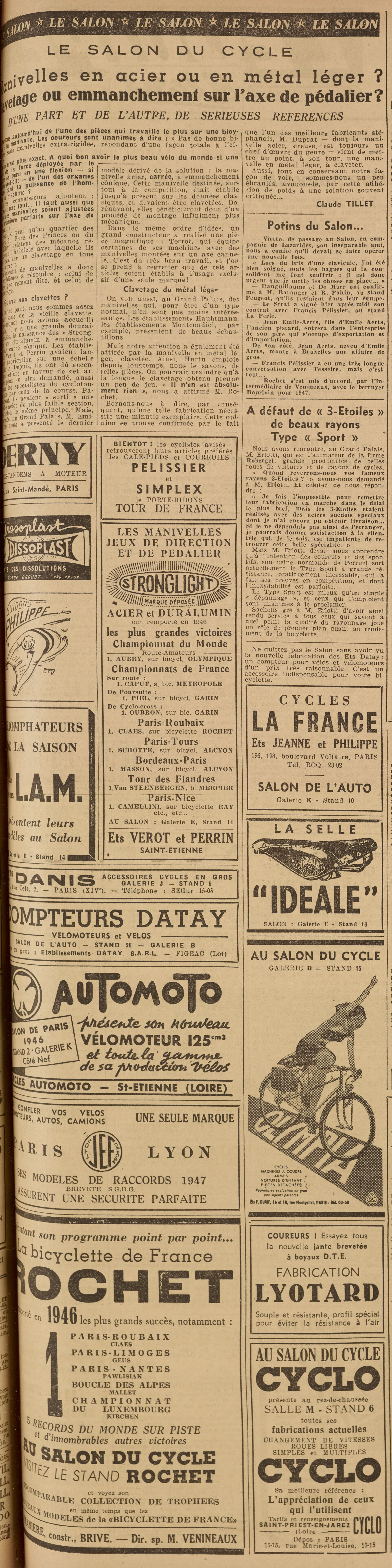 Salon du Cycle octobre 1946, Paris, le Grand Palais - L'Equipe - Cyclo Magazine 230214050439721918111993