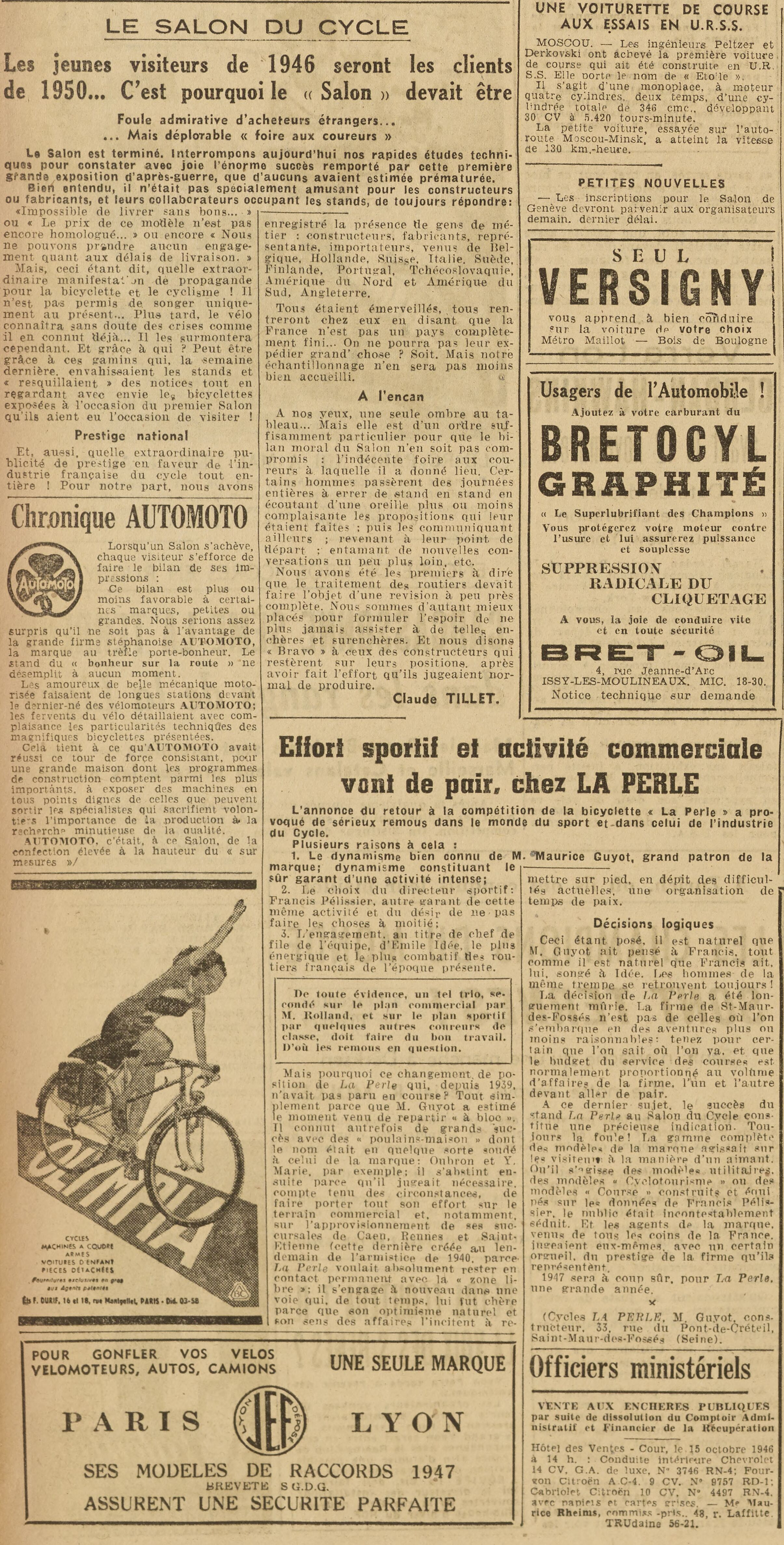 Salon du Cycle octobre 1946, Paris, le Grand Palais - L'Equipe - Cyclo Magazine 230214050441721918111994