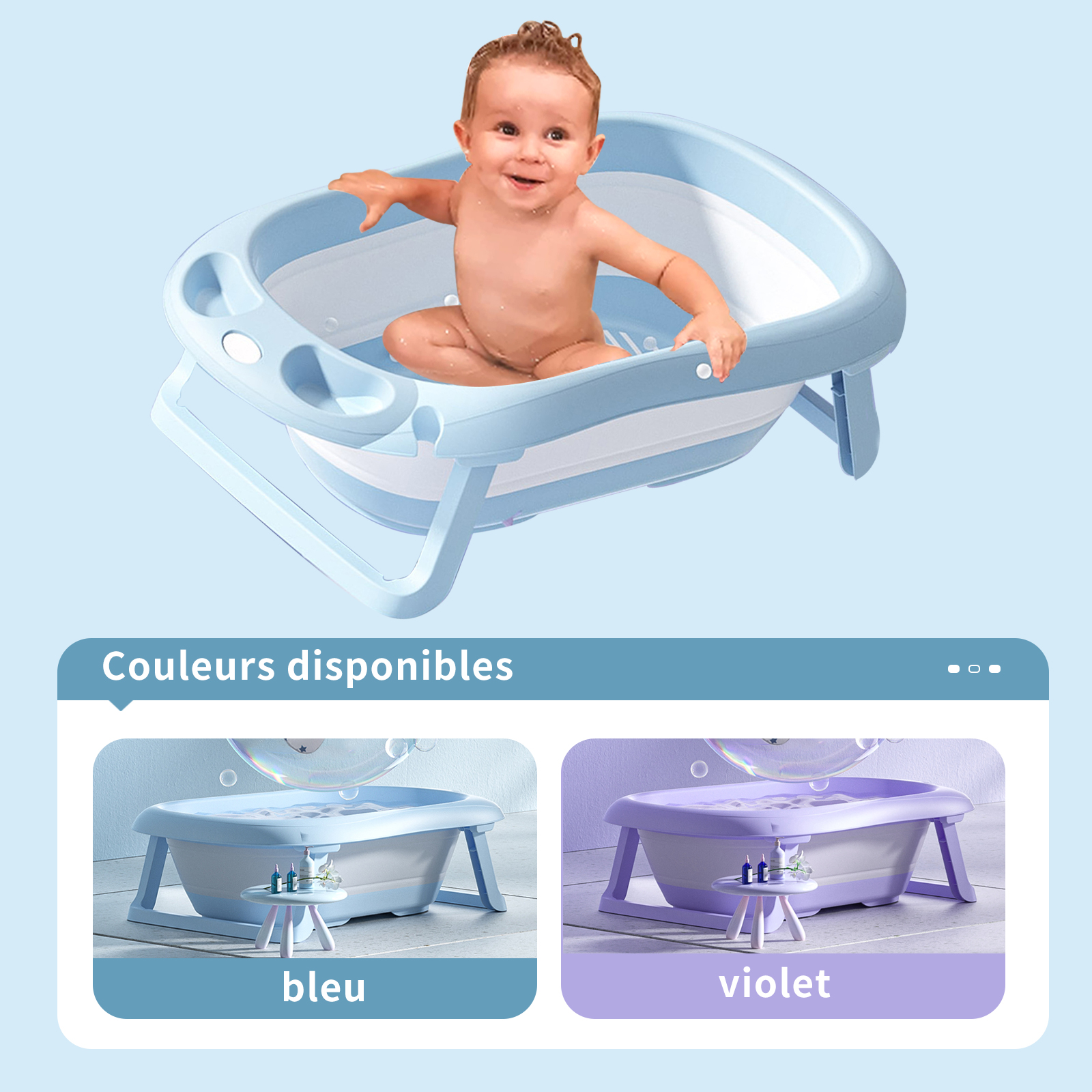 Siège de bain bébé, siège de bain antidérapant pliable pour bébé