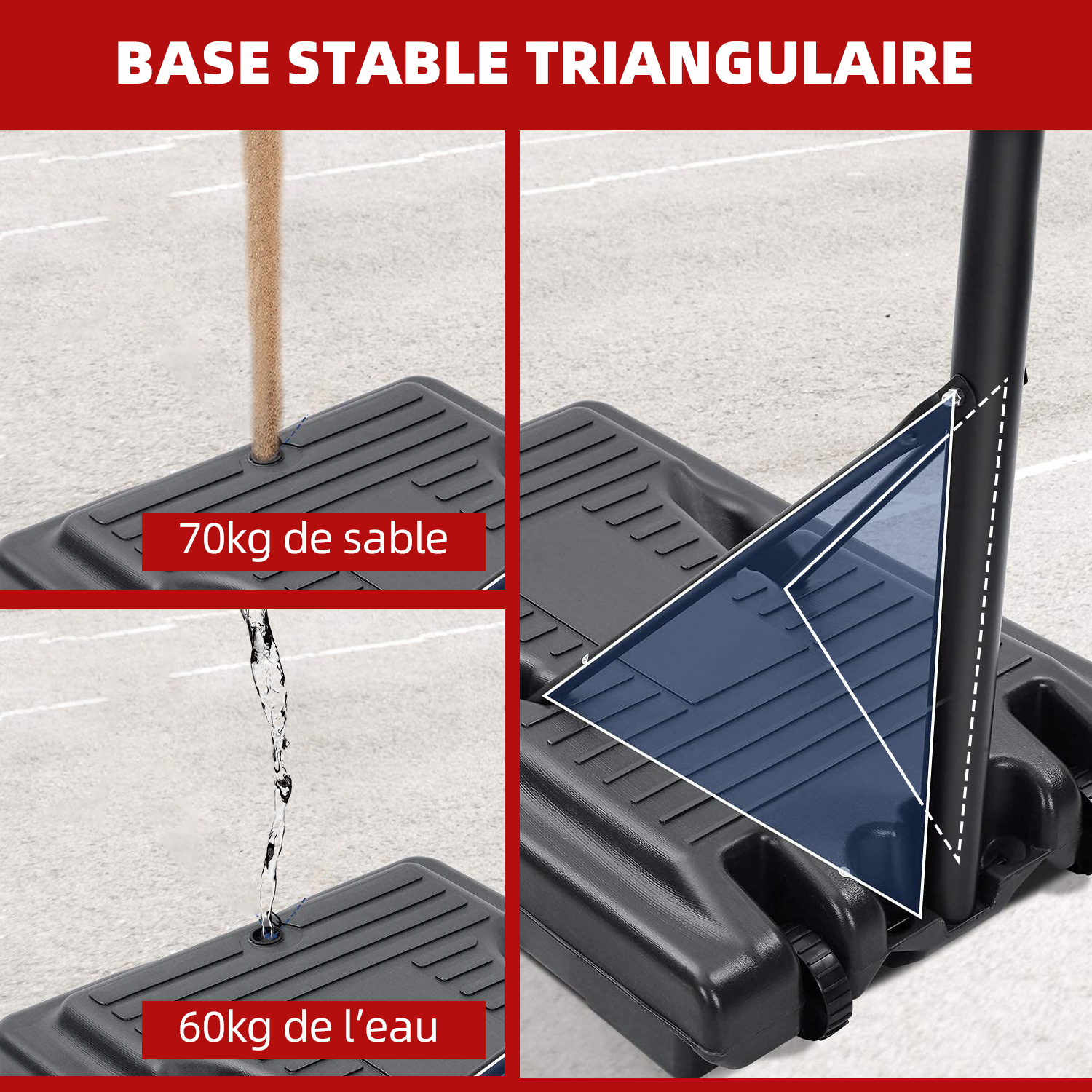 Panier De Basket Avec Roues Détachables, Hauteur Réglable De 212-260cm, Panier De Basket Exterieur, Panneau De 90cm, Panier De Basket Enfant Avec Base, Pour Enfants, Adolescents, Adultes, Familles, Bl 13 Mon image