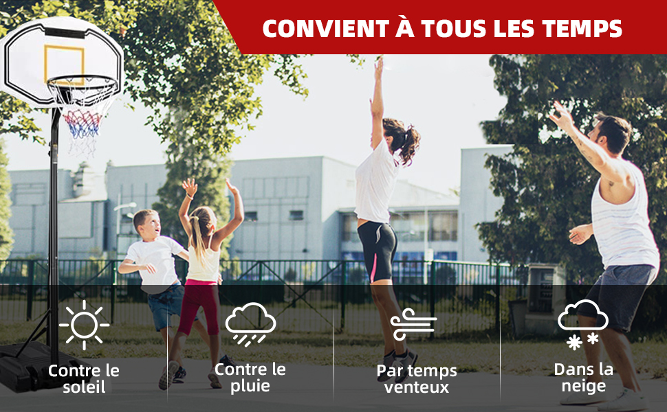 Panier De Basket Avec Roues Détachables, Hauteur Réglable De 212-260cm, Panier De Basket Exterieur, Panneau De 90cm, Panier De Basket Enfant Avec Base, Pour Enfants, Adolescents, Adultes, Familles, Bl 15 Mon image