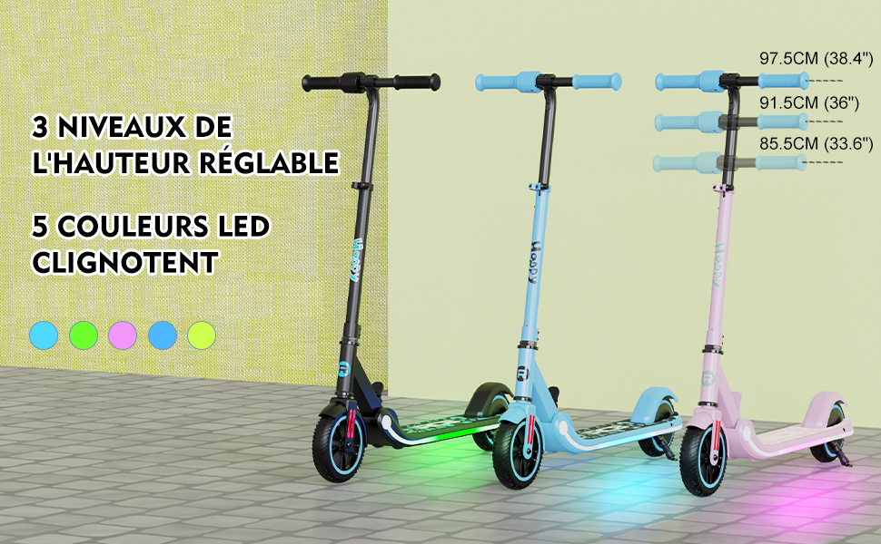 Trottinette électrique enfants RCB - Écran LED - Néons colorés - Vitesse et  Hauteur Réglables (Vendeur tiers) –