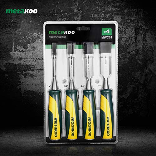 METAKOO Ensemble De Ciseaux à Bois 4 Pièces, 6/12/18/25mm, Coffret Ciseaux à Bois, MWC01 10 Mon image