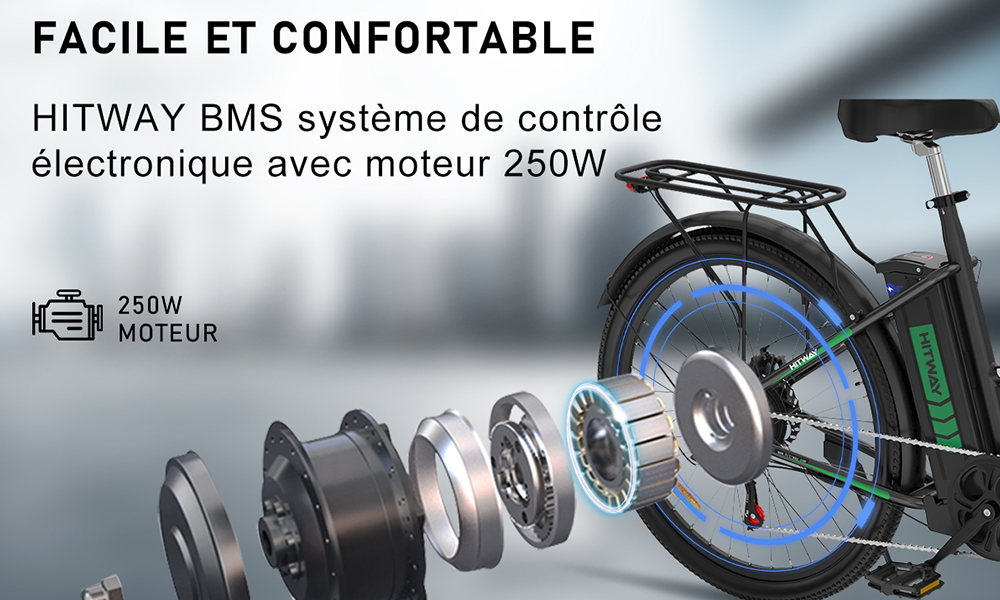 Vélo Électrique COLORWAY 26 Pouces - Batterie Lithium 36V12Ah - Moteur 250W - Autonomie 90km