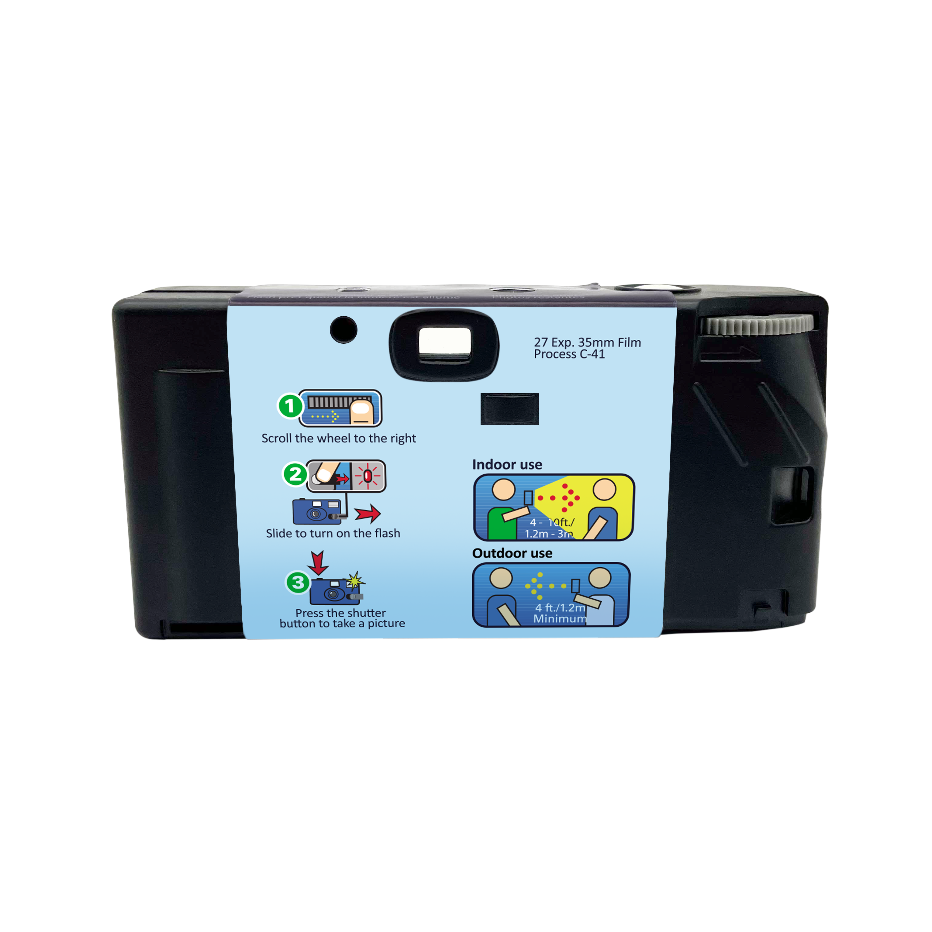 GT PHOTO GT27WP Realishot Splash - Appareil Photo Jetable Étanche 35mm 27 Photos 4K Ultra HD Bleu