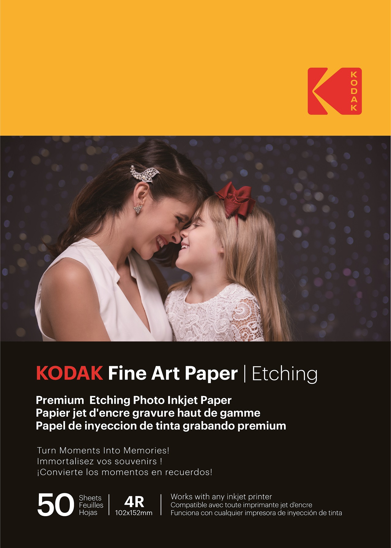 Papier Photo Fine Art KODAK A4 - 20 Feuilles Texturées Effet Gravure, 210 G/m² - Compatible Jet D'encre, Qualité Artistique