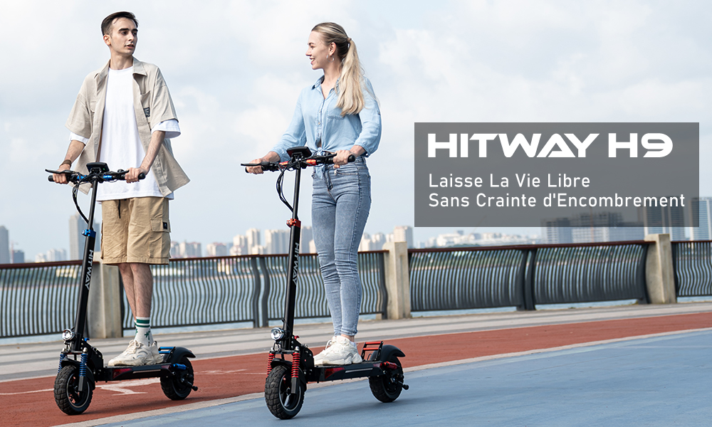 Hitway trottinette électrique noir bleu pliable 10 800w batterie 16 8ah avec écran lcd