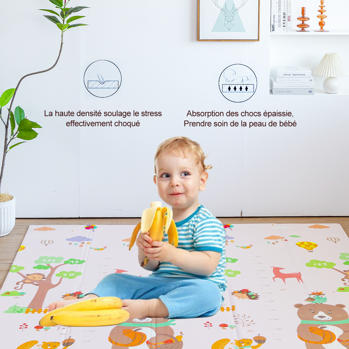 Tapis en mousse bébé, tapis de jeux pliable et imperméable pour bébé, idéal  pour ramper bébé, tapis de sol ultra doux et compact IKI-bbmat-giraffe2 -  Conforama