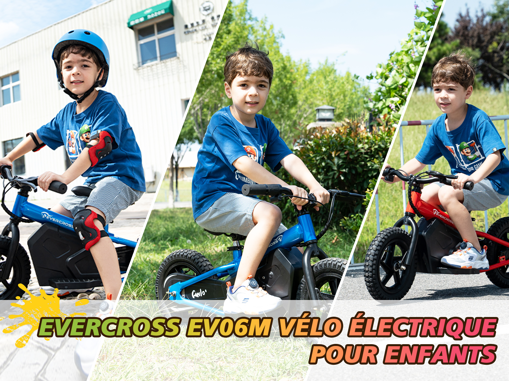 Moto EverCross EV06M Moto Électrique Enfants 3-6 ans, 4V 100W 15KM/H 2  Modes de Vitesse, Pneu 12, Cadeau Rouge