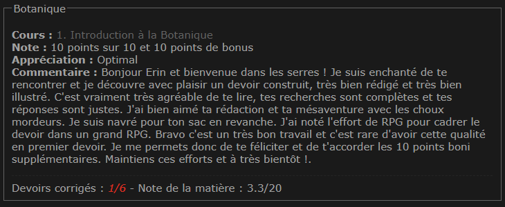 Commentaire Botanique