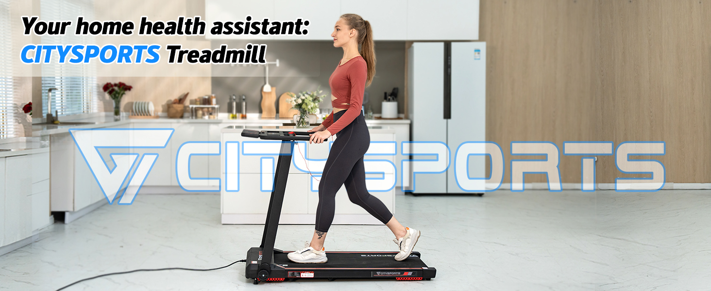 Citysports tapis de course facile à déplacer et ranger, l'écran lcd,  accoudoir pliable wp3 - Conforama