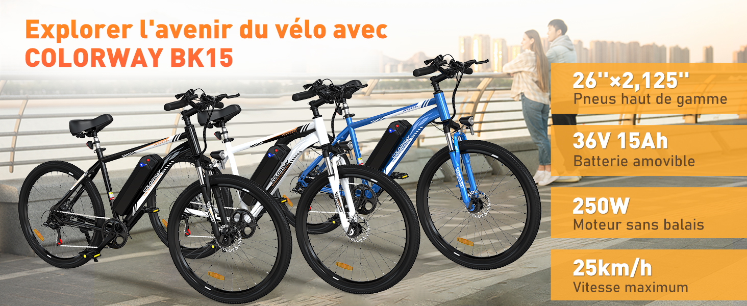 Vélo électrique E-City 26 Pouces Samebike 250W - Autonomie 60 Km - Blanc - Modèle 2025
