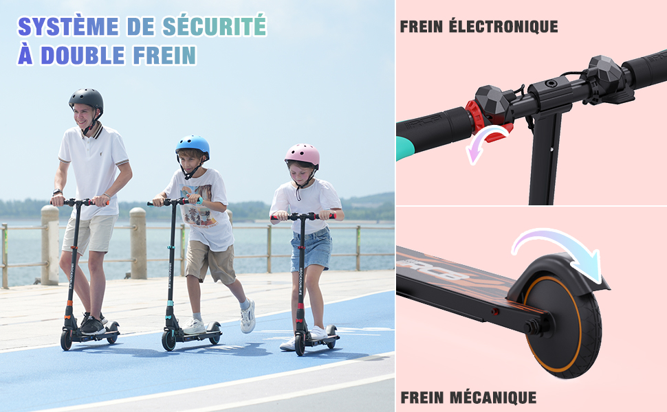 Trottinette électrique Enfant RCB R7X - Vitesse Max 20 Km/h - Autonomie 15 Km - Bleu-rose