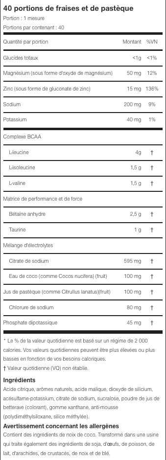 informations nutritionnelles et des ingredients composant le complement alimentaire amino build de muscletech nutrition