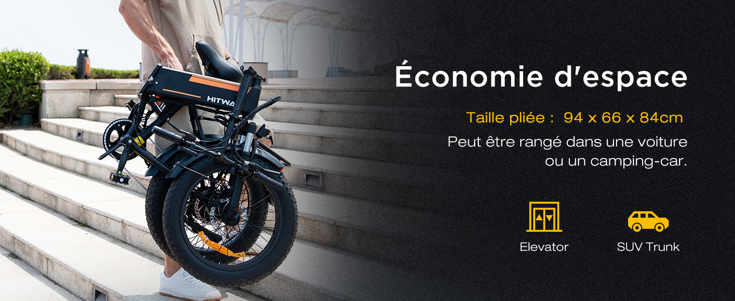 Vélo électrique Pliant Adulte 20" - Pneus Fat 4.0 - Moteur 250W - Batterie Amovible 48V/36V 12Ah - Autonomie Jusqu'à 90km