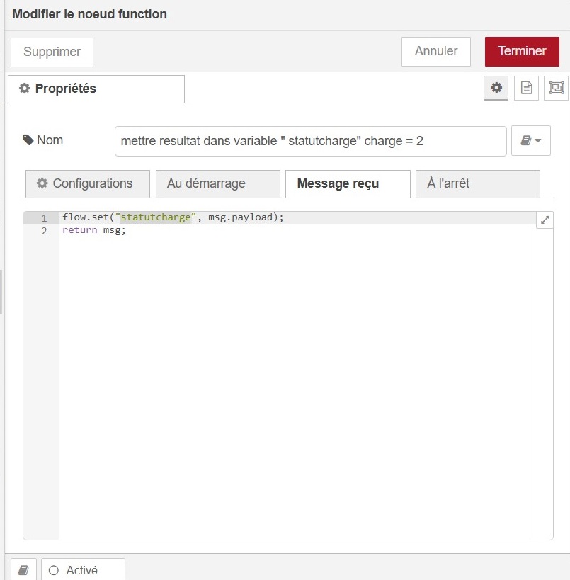 statut charge dans variable