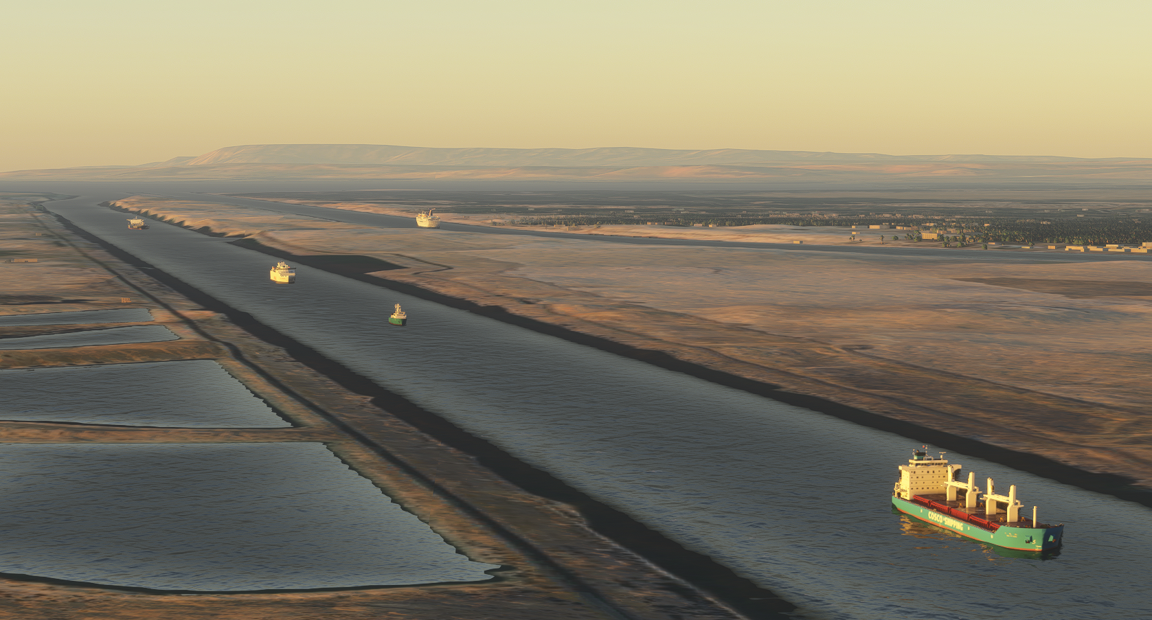 Canal du Suez avec trafique en temps reel en MSFS 2024