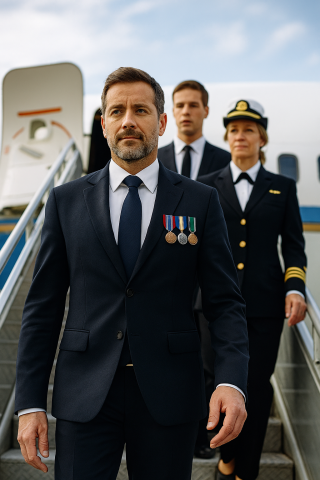 Les ministres descendant de l'avion