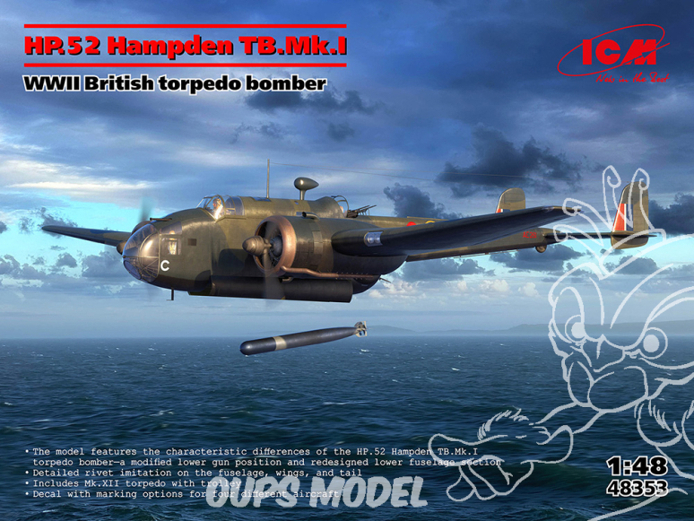 icm-maquette-avion-48353-bombardier-torpilleur-britannique-hp52-hampden-tbmki-wwii-148