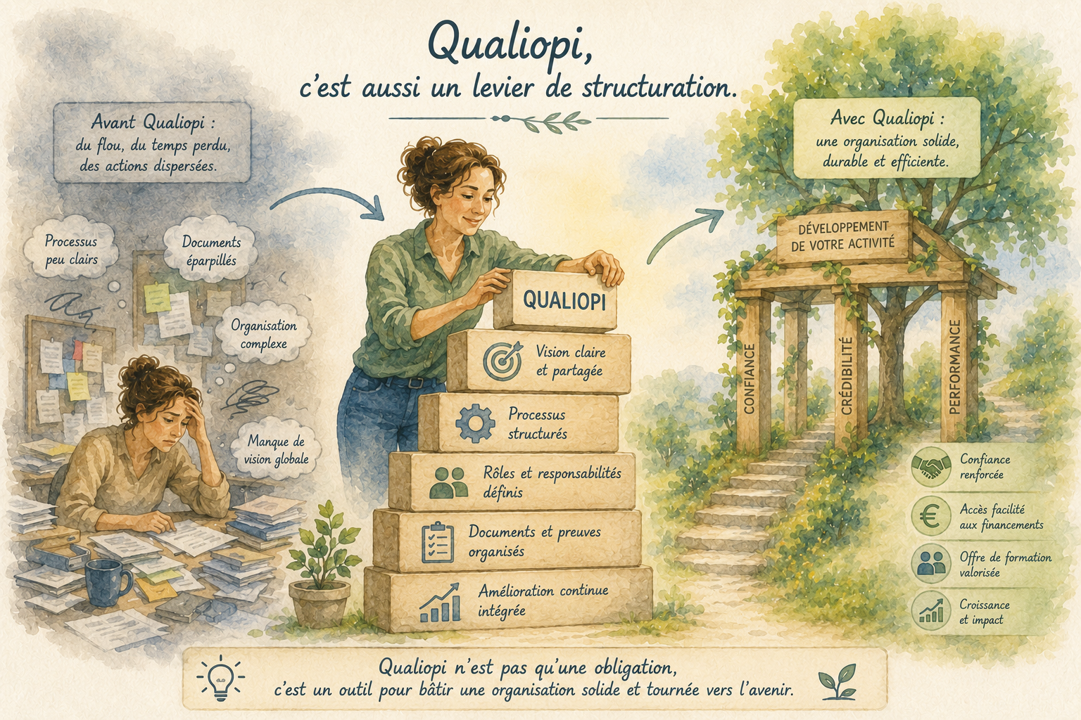 Qualiopi, levier de structuration — avant et après